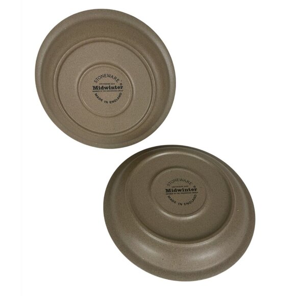 Midwinter Stoneware Saucers Set Of 2 Small Plates Floral Brown White - Picture 3 of 6